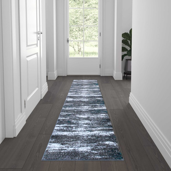 Flash Furniture 2' x 7' Turquoise Distressed Olefin Area Rug OKR-RG1102-27-TQ-GG - main